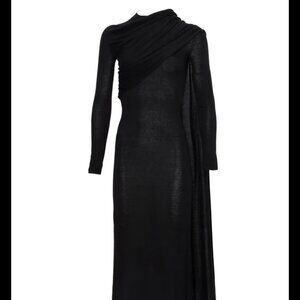 AYA MUSE Mira Dress Silk Viscose Long Sleeves MAXI Dress in Black Women's Size M